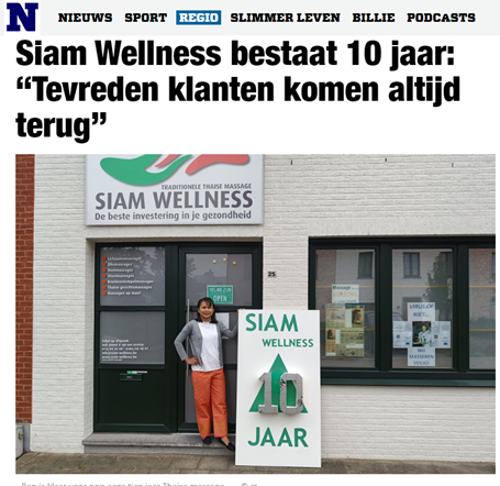 Lees in Het Nieuwsblad over 10 jaar Siam Wellness